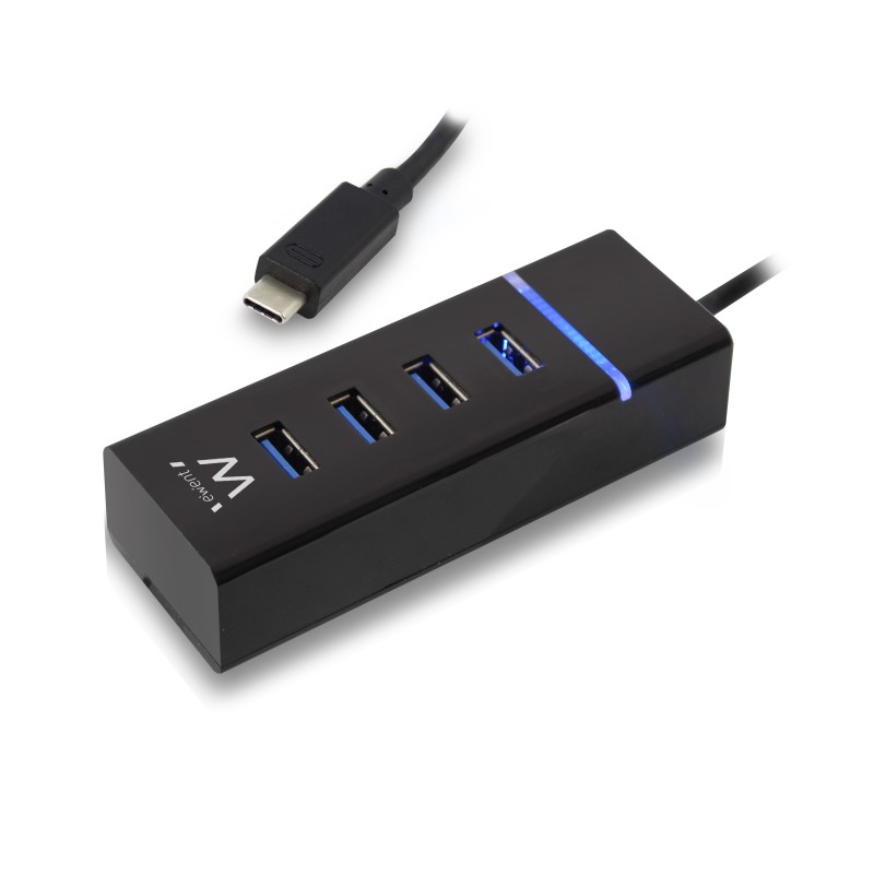 Ewent EW1137 hub de interfaz USB 3.2 Gen 1 (3.1 Gen 1) Type-C 5000 Mbit s Negro