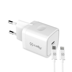 Celly TC1C20WLIGHTWH cargador de dispositivo móvil Universal Blanco Corriente alterna Interior