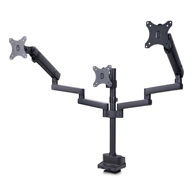StarTech.com Soporte de Escritorio para 3 Monitores VESA 75x75 100x100 de 27 Pulgadas - Grommet o Abrazadera en C - Ajuste sin
