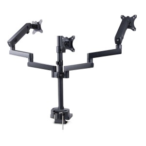 StarTech.com Soporte de Escritorio para 3 Monitores VESA 75x75 100x100 de 27 Pulgadas - Grommet o Abrazadera en C - Ajuste sin