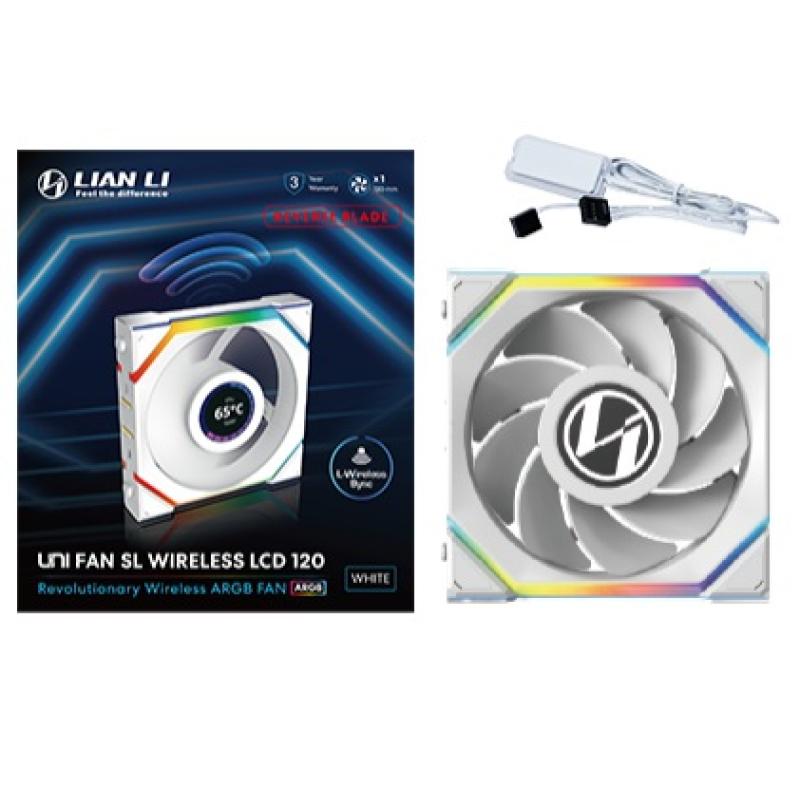 UNI FAN SL Wireless LCD 120 Reverse Blade Carcasa del ordenador Ventilador 12 cm Blanco 1 pieza(s)