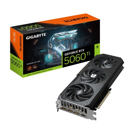 GIGABYTE GeForce RTX 5060 Ti GAMING OC 16G Tarjeta Gráfica – 16 GB GDDR7, 128 bits, PCI-E 5.0, 2647 MHz Frecuencia del núcleo,