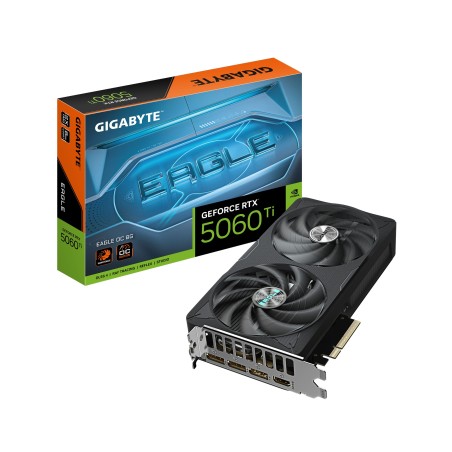 GIGABYTE GeForce RTX 5060 Ti EAGLE OC 8G Tarjeta Gráfica – 8 GB GDDR7, 128 bits, PCI-E 5.0, 2617 MHz Frecuencia del núcleo, 3 x