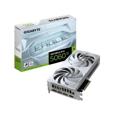 GIGABYTE GeForce RTX 5060 Ti EAGLE OC ICE 8G Tarjeta Gráfica – 8 GB GDDR7, 128 bits, PCI-E 5.0, 2617 MHz Frecuencia del núcleo,