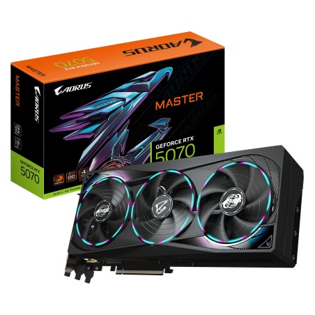 GIGABYTE AORUS GeForce RTX 5070 MASTER 12G Tarjeta Gráfica - 12GB GDDR7, 192 bits, PCI-E 5.0, 2715 MHz Core Clock, 3 x DP 2.1a,