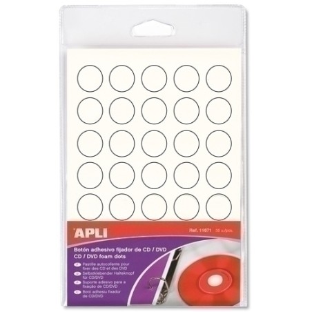 BOTON ADHESIVO FIJADOR CD/DVD 35 UDS