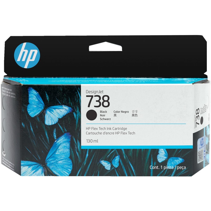 HP Cartucho de tinta negra DesignJet 738 de 130 ml