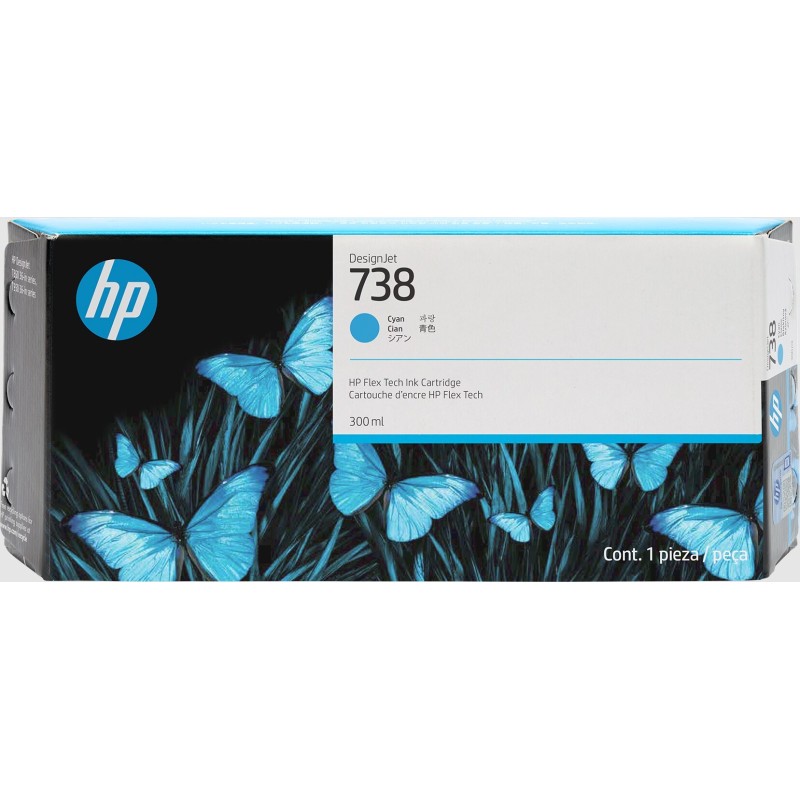 HP Cartucho de tinta cian DesignJet 738 de 300 ml HP Cartucho de tinta cian DesignJet 738 de 300 ml