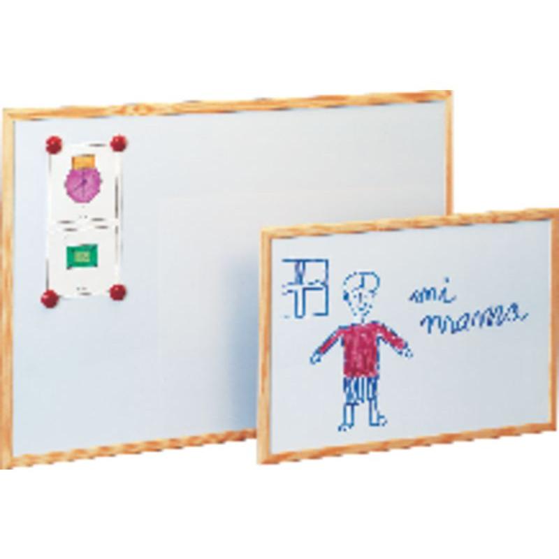 Pizarra Metalica Blanca Magnética con marco de madera 60x90cm