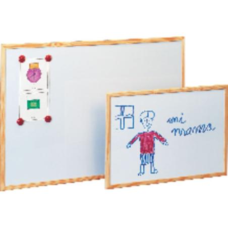 Pizarra Metalica Blanca Magnética con marco de madera 60x90cm