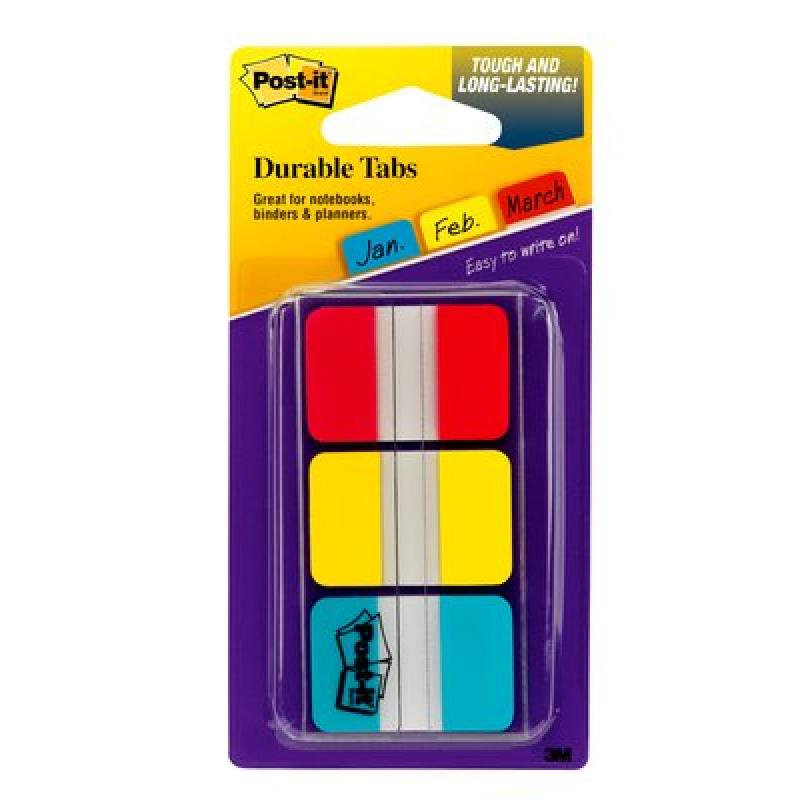 Tabs, 1 inch Solid, Red, Yellow, Blue, 22 Tabs/Color, 66/Dispenser pestaña autoadhesiva Azul, Rojo, Amarillo