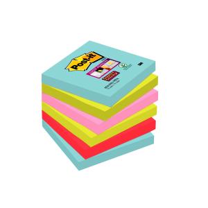 654-6SS-MIA nota autoadhesiva Plaza Color aguamarina, Cal, Rosa, Rojo 90 hojas Autoadhesivo