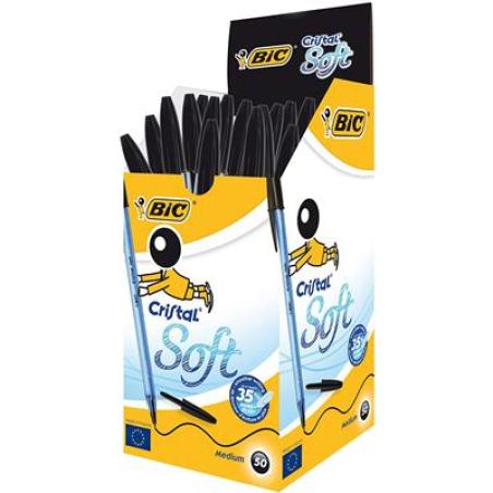 Cristal Soft Negro Bolígrafo Medio 50 pieza(s)
