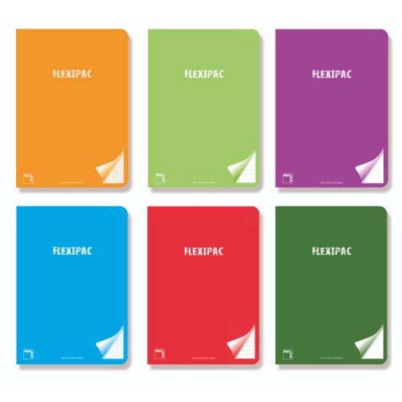 LIBRETA FLEXIPAC TAPA PLASTICO 90 GRS A-4 (210X297MM.) 48 HOJAS HORIZONTAL CON MARGEN SURTIDO PACSA 20058