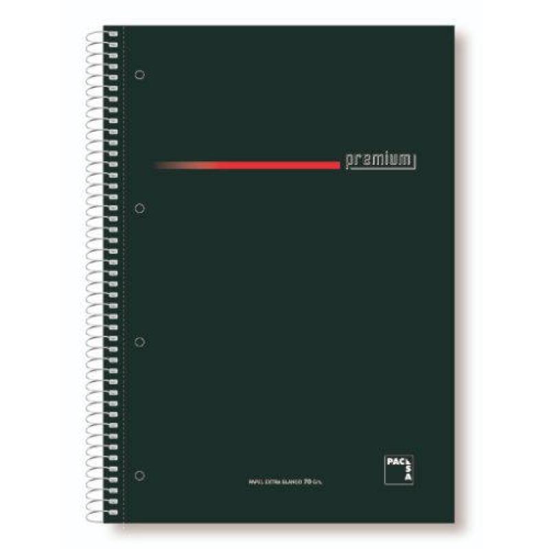 CUADERNO SERIE PREMIUM TAPA EXTRA DURA 70 GRS. A-4 (210X297MM.) MICROPERFORADO 160 HOJAS CUADRÍCULA 5X5 + GRECA NEGRO PACSA 1639
