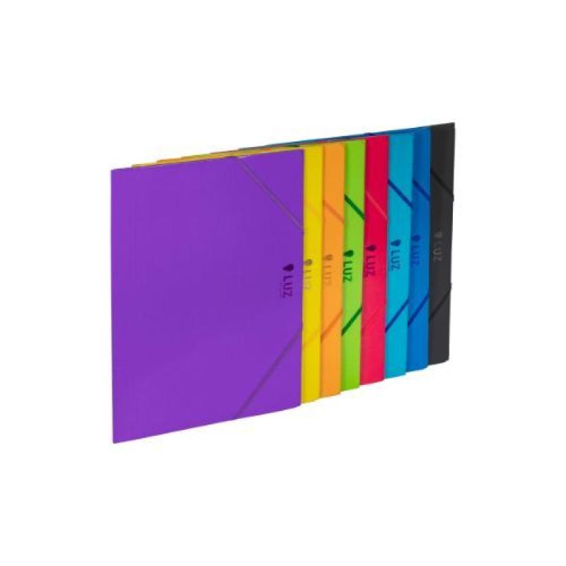 Carpeta Cartón con Goma - 3 Solapas - Tamaño Folio - Brillo Luz - Color Verde