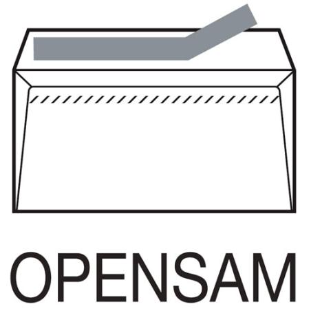 CAJA 500 SOBRES AMERICANO (115X225) OFFSET BLANCO 90 GRS. VENTANA DERECHA 45X100 B.20 D.20 OPENSAM AUTOADHESIVO CON TIRA DE SILI