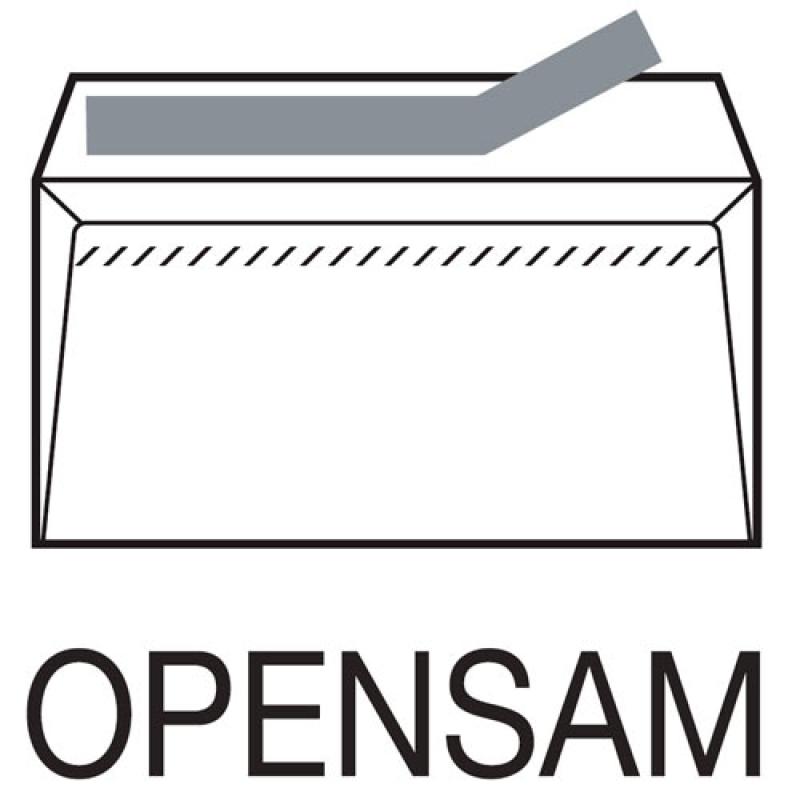 CAJA 500 SOBRES DIN DL (110X220) OFFSET BLANCO 90 GRS. VENTANA DERECHA 45X100 B.20 D.20 OPENSAM AUTOADHESIVO CON TIRA DE SILICON