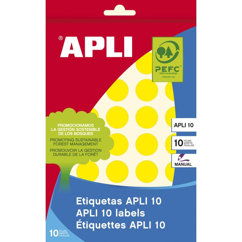 02742 etiqueta autoadhesiva Alrededor Permanente Amarillo 320 pieza(s)