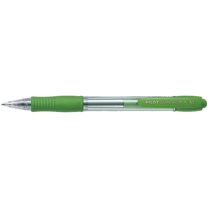SuperGrip M Verde claro, Rojo Bolígrafo de punta retráctil con pulsador Medio