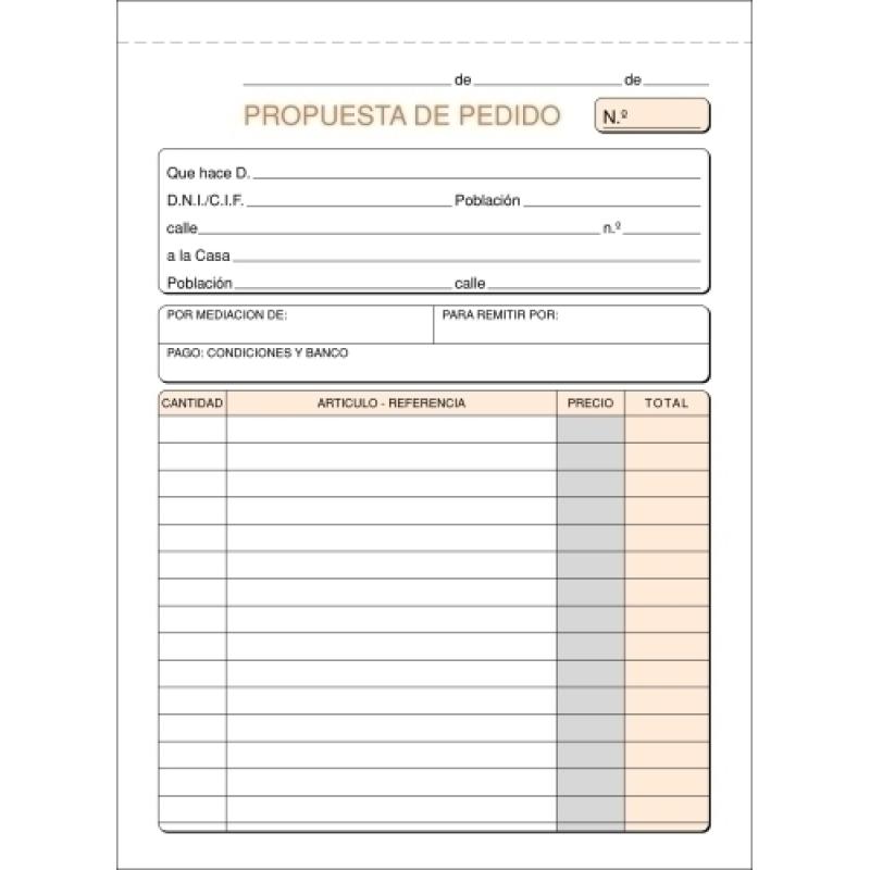 TALONARIO PEDIDOS 4º NATURAL LOAN