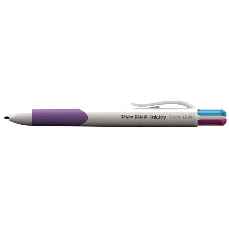 Inkjoy Quatro Azul, Verde, Púrpura, Rojo Bolígrafo de punta retráctil con pulsador Medio 12 pieza(s)