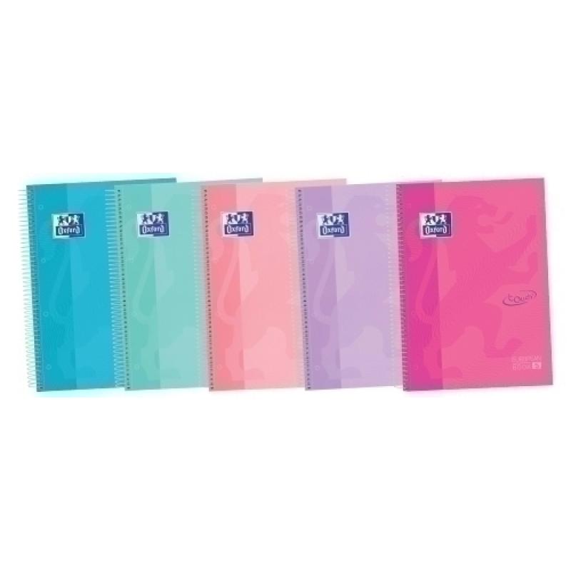 European Book 5 Touch A4 120 hojas Tapa Extradura 5x5mm Surtido Pastel - Pack de 5 unidades