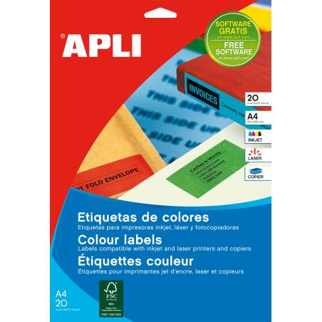 Self-adhesive labels 210 x 297mm Red etiqueta autoadhesiva Rectángulo Rojo 20 pieza(s)