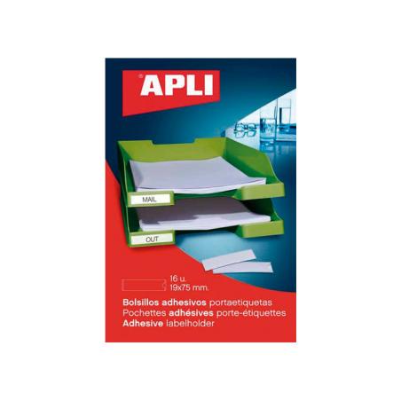 PACK 6 BOLSILLOS ETIQ. APLI ADH. TRANSP. 46X75MM