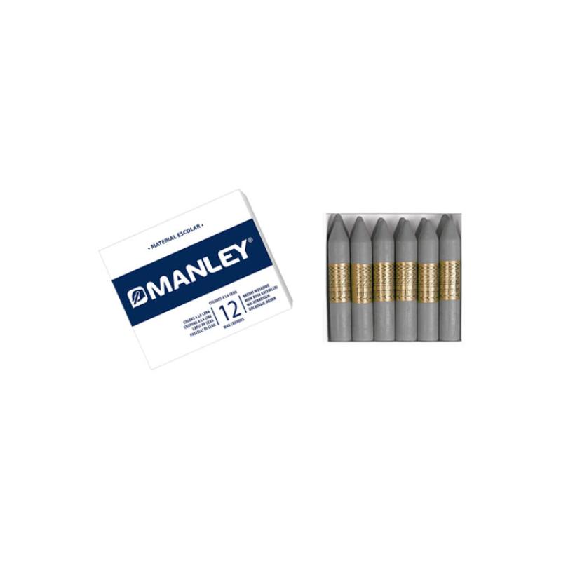 ESTUCHE 12 CERAS MANLEY MNC05140 GRIS