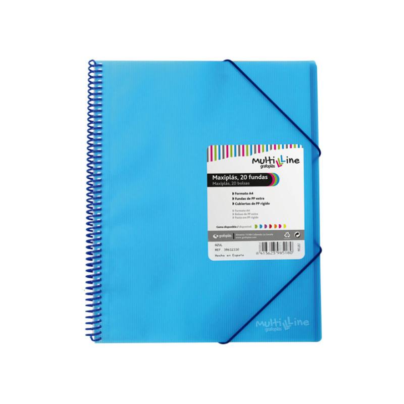 CARP. GRAFOPLAS 20 FUNDAS MAXIPLAS C/ESPIRAL AZUL