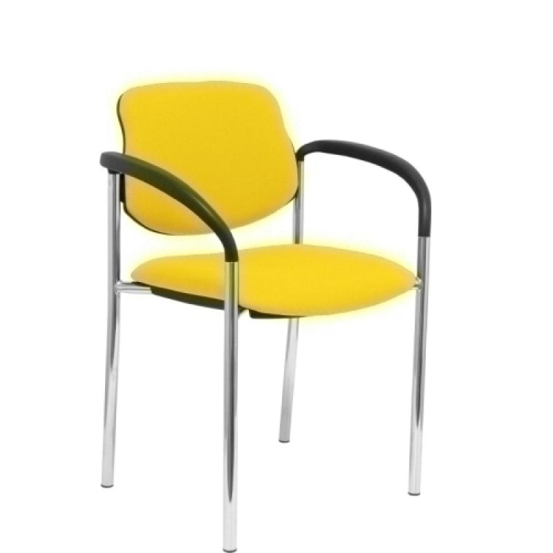 Silla fija Villalgordo bali amarillo chasis cromo con brazos