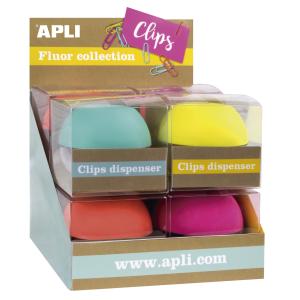 16905 dispensador de clips Azul, Fucsia, Naranja, Amarillo