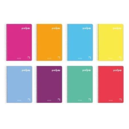 PACSA CUADERNO POLIPAC 80 HOJAS PAUTA 2,5CM TAPAS POLIPROPILENO FOLIO COLORES SURTIDO -5U-