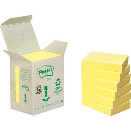 POST-IT NOTAS ADHESIVAS RECICLADAS CANARY YELLOW 38X51 6 BLOCS