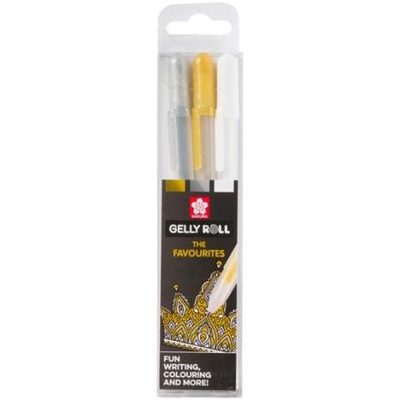 TALENS SAKURA ESTUCHE DE 3 BOLÍGRAFOS GELLY ROLL MIXED ORO/PLATA/BLANCO
