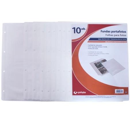 GRAFOPLÁS FUNDAS 4 TALADROS PP EXTRA 320X320MM PARA ÁLBUM FOTOGRAFÍAS TRANSPARENTE -BOLSA 10U-