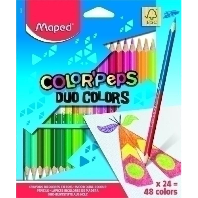 MAPED LÁPICES DE COLORES DUO COLOR´PEPS BICOLOR SURTIDOS EN ESTUCHE DE 24