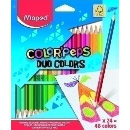 MAPED LÁPICES DE COLORES DUO COLOR´PEPS BICOLOR SURTIDOS EN ESTUCHE DE 24