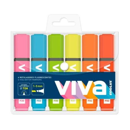 RTF240-06W marcador 6 pieza(s) Azul, Verde, Naranja, Rosa, Rojo, Amarillo