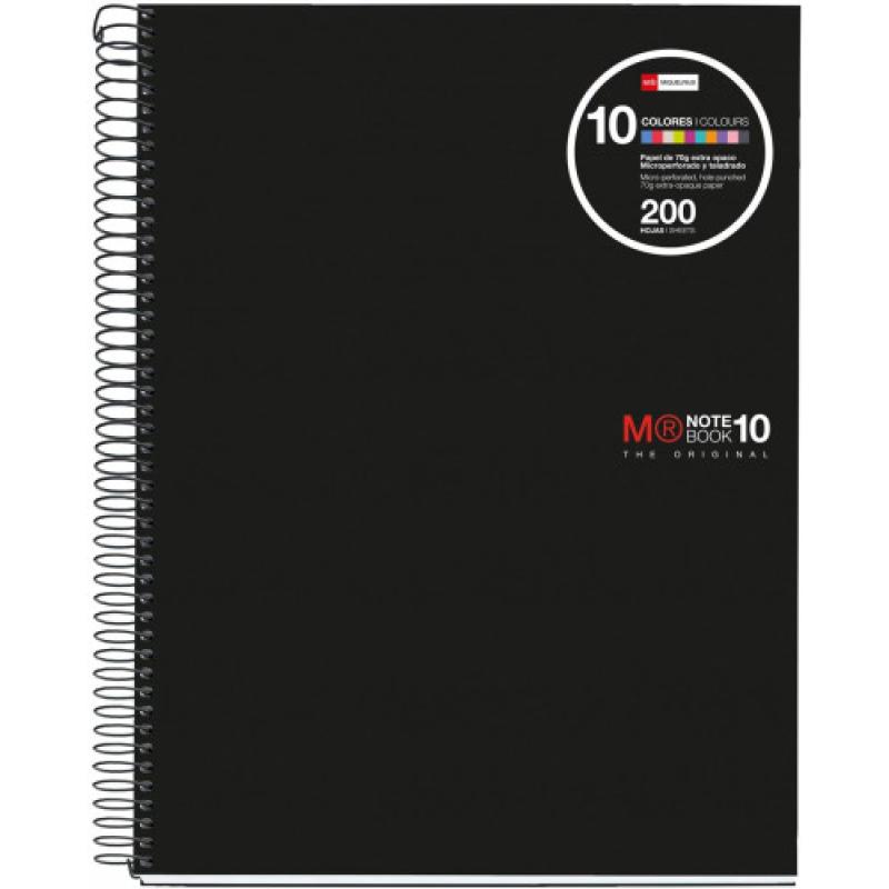 CUADERNO ESPIRAL NB-10 A4 200 HOJAS 5X5MM POLIPROPILENO NEGRO MIQUELRIUS 47009 Pack 5 Unid
