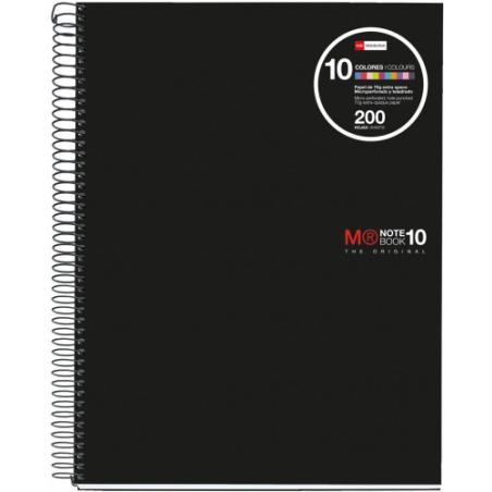 CUADERNO ESPIRAL NB-10 A4 200 HOJAS 5X5MM POLIPROPILENO NEGRO MIQUELRIUS 47009 Pack 5 Unid