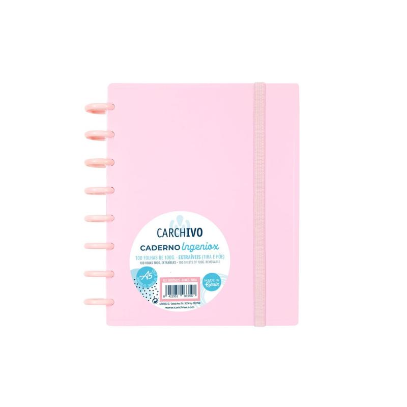 INGENIOX cuaderno y block A5 100 hojas Rosa