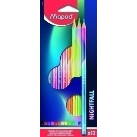 MAPED LÁPICES DE COLORES NIGHTFALL MADERA ESTUCHE 12U SURTIDOS