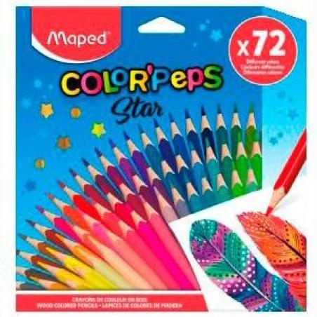 MAPED LÁPICES DE COLORES COLOR´PEPS STAR SURTIDOS EN ESTUCHE DE 72 - Pack de 12 unidades - 832072