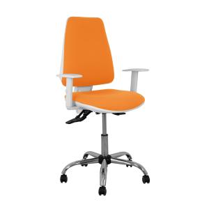 Silla Elche blanca asincro bali naranja brazos regulables ruedas de parqué