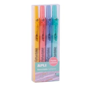 ROTUL.FLUOR APLI RETRACTABLE PASTEL B/4 - Pack de 5 unidades