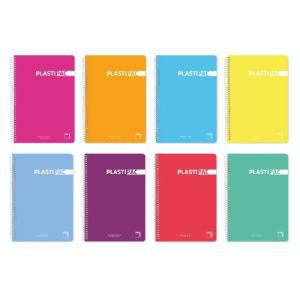 CUADERNO SERIE PLASTIPAC BOLSILLO TAPA POLIPROPILENO 90 GRS. A-7 80 HOJAS CUADRÍCULA 5X5 SURTIDO PACSA - Pack de 5 Unidades - 16