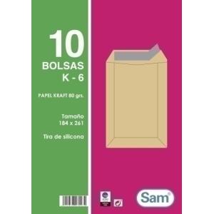 BOLSA SAM 184x261 KRAFT 80g PAQ.10 - Pack de 25 unidades