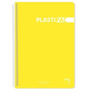 PACSA CUADERNO PLASTIPAC 80 HOJAS 4X4 TAPAS POLIPROPILENO FOLIO 90GR AMARILLO -5U-